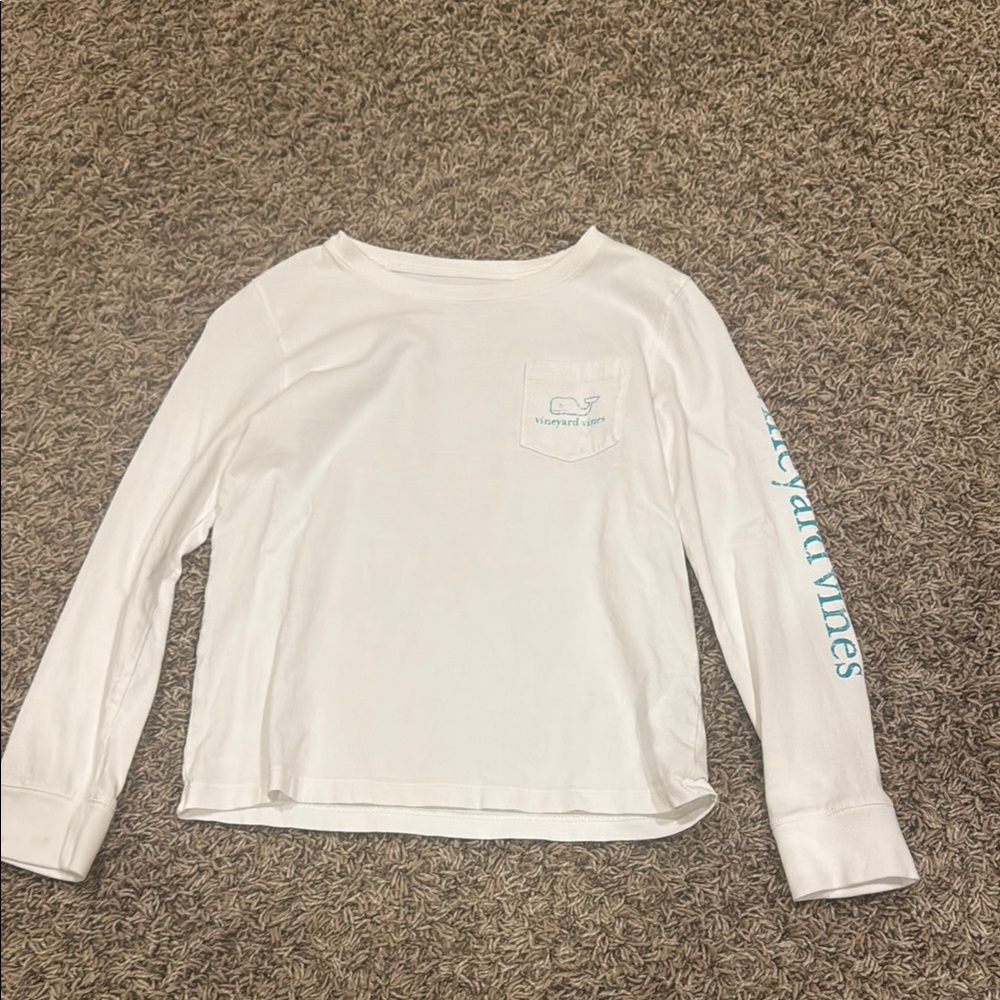 Vineyard Vines Kids White and Blue Long Sleeve Tee